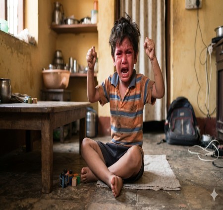 बालक है जो गुस्सा करता